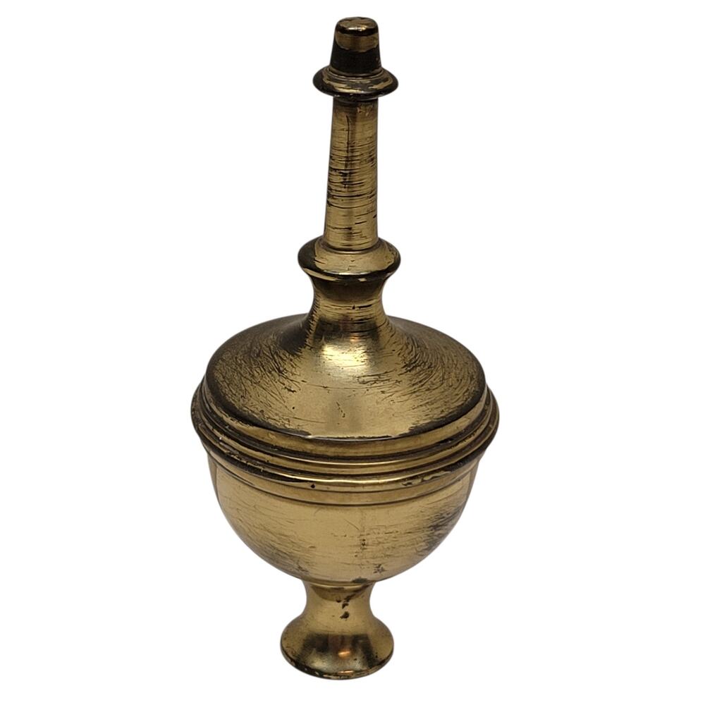 Vintage Brass Lamp Finial Orb Urn Topper 3" Tall Aged Patina Antique Style
